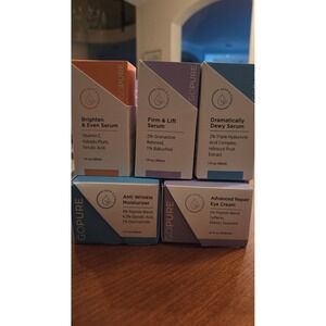 goPure Skincare Set 5pc Serums Moisturizer Eye Cream Vitamin C Retinoid Peptides
